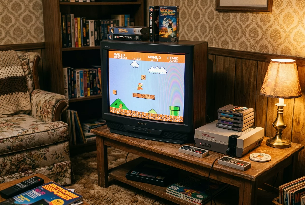 Classic gaming setup close-up